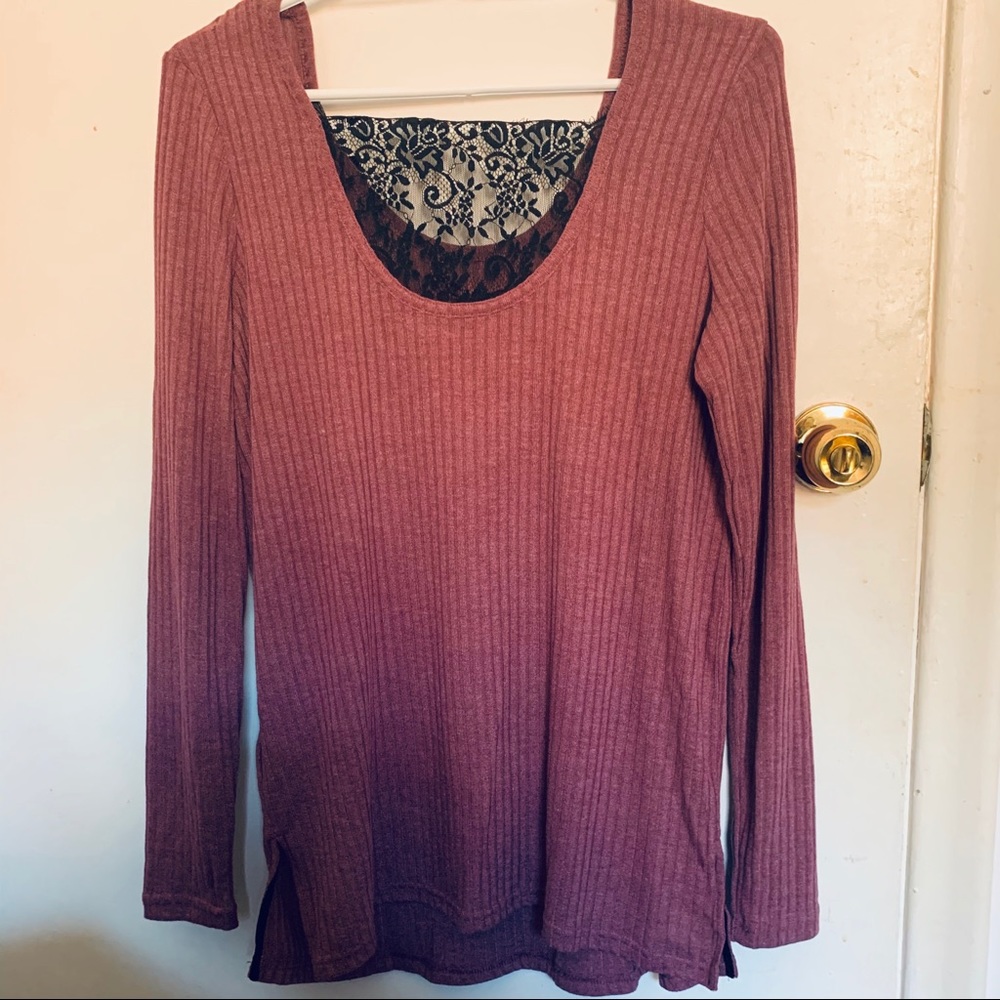 New Buffalo by David Bitton Purple Floral Long tee